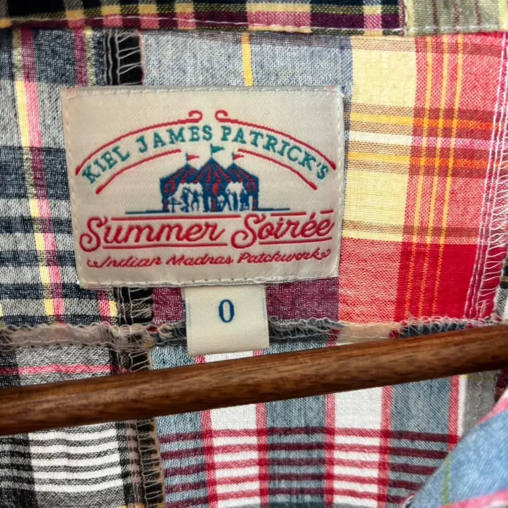 Kiel James Patrick Madras Patchwork Shirt Dress Summer Soirée Size 0 - Picture 4 of 7